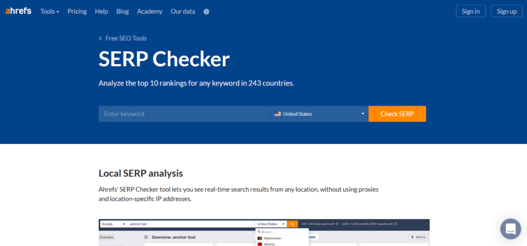 Ahrefs SERP Checker